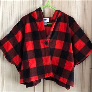 Old Navy Black & Red Plaid Cape Poncho